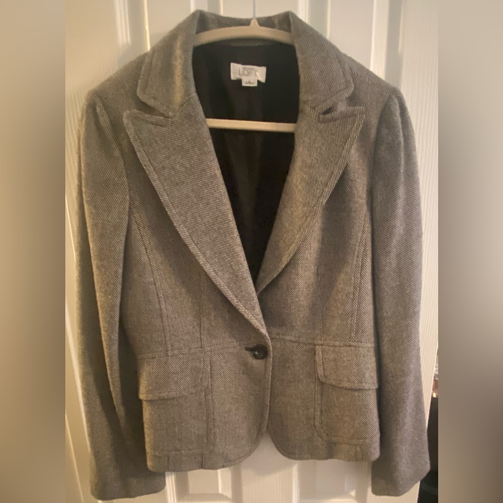Loft size 9 blazer, black/grey/white